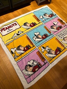 Peanuts Comic Panel Throw Blanket - Yellow, Blue, Purple, Pink, White 50” x 60”